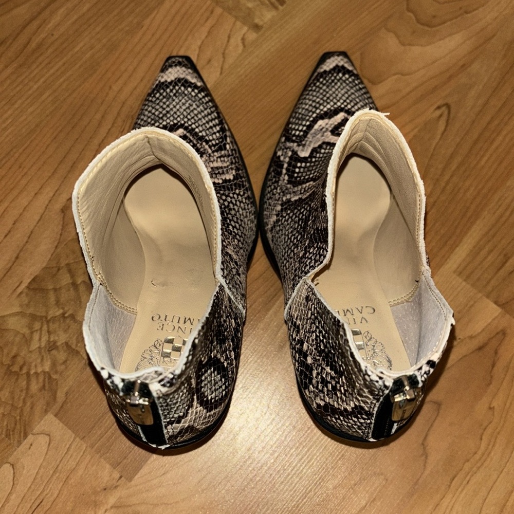 Vince Camuto Snake Skin Black and White Ankle Booties - Picture 3 of 11